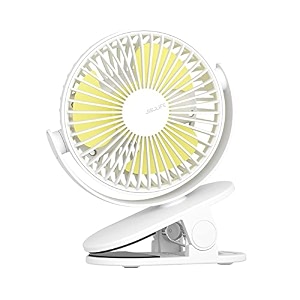 jisulife mini clip fan small usb fan with 4000mah rechargeable battery 4 speed max 14 hours small and quiet for bed office stroller - milky white