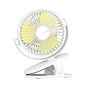 JISULIFE Mini Clip Fan, Small USB Fan with 4000mAh Rechargeable Battery, 4 Speed, Max 14 Hours, Small and Quiet for Bed, Office, Stroller - Milky White