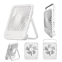 JISULIFE Ultra Thin Desktop Fan, Life1 Cordless Fan, 3-Way Place, Hold, Hanging, 4 Levels of Wind Power, 180° Angle Adjustment, Ultra Wide Angle Square Guide Body, Quiet Design, Compact, 6 Hours of