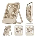 JISULIFE Ultra Thin Desktop Fan, Life1 Cordless Fan, 3-Way Place, Hold, Hanging, 4 Levels of Wind Power, 180° Angle Adjustment, Ultra Wide Angle Square Guide Body, Quiet Design, Compact, 6 Hours of