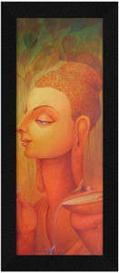 jitesh arts modern art meditational laughing buddha lucky vastu digital reprint 135 inch x 6 inch painting with frame