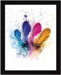 jitesh arts rainbow colours of life lucky feathers fang shui vastu abstract home painting digital reprint 11 inch x 14 inch painting with frame