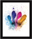 Jitesh Arts Rainbow Colours of Life Lucky Feathers Fang Shui Vastu Abstract Home painting Digital Reprint 11 inch x 14 inch Painting (With Frame)