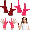Jiuguva 4 Pcs Thumb Sucking Guard Gloves Kids Stop Thumb Sucking Finger Chewy Breathable Gloves for Ages12+(Red, Pink)
