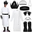 Jiuguva 9 Pcs Halloween Mad Scientist Costume for Men