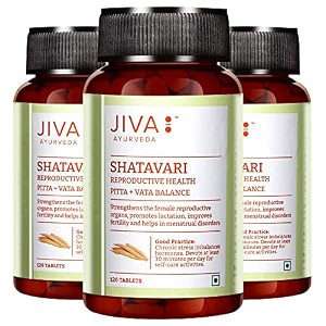 jiva shatavari tablets 500mg 360 tablet  100 pure amp natural  manages blood pressure - 120 tablet pack of 3