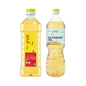 jivo cold pressed sunflower oil amp refined soyabean oil vitamin a amp d fortified edible oil 1 litre each