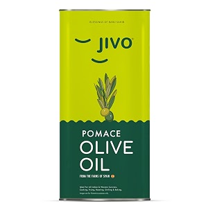 jivo pomace olive oil 5 litre tin for everyday cooking  imported from spain  recommended for roasting frying and baking all types of cuisines  rich in mufa  contains vitamin e