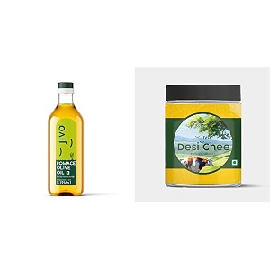 jivo pomace olive cooking oil 1lwith jivo pure desi cow ghee 1kg