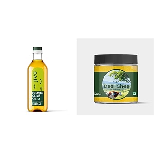 jivo pomace olive cooking oil 1lwith jivo pure desi cow ghee 500g