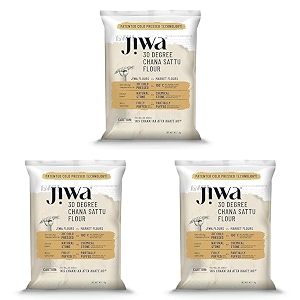 jiwa 30 degree chana sattu flouratta  patented cold pressed flour  slow ground  roasted bengal gram atta  high protein  sattu drink powder  gluten free  1 kg pack of 3