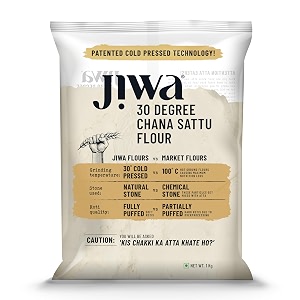 jiwa 30 degree chana sattu flouratta  1 kg  patented cold pressed flour  slow ground  roasted bengal gram atta  high protein  sattu drink powder  gluten free