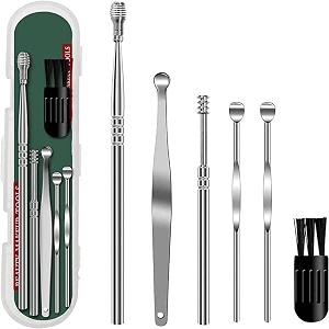 6-piece ear wax removal tool kit with storage box spring ear pick ear curette cleaner