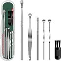 6-Piece Ear Wax Removal Tool Kit with Storage Box, Spring Ear Pick, Ear Curette Cleaner