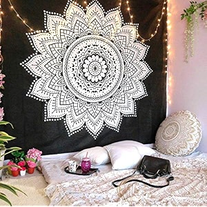 dravy handicrafts floral tapestry mandala ombre tapestry wall hanging bedsheet cotton bedsheet wall tapestry bed wall hanging tapestry green twin 84x54 inches standard 200 tc