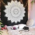 Dravy Handicrafts Floral Tapestry Mandala Ombre Tapestry Wall Hanging Bedsheet Cotton Bedsheet Wall Tapestry Bed Wall Hanging Tapestry (Green, Twin (84X54 Inches)) Standard, 200 TC