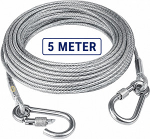 jiyango 5 meter stainless steel clothes drying wire rope with hooks stainless steel retractable clothesline