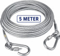 JIYANGO 5 Meter Stainless Steel Clothes Drying Wire Rope with Hooks Stainless Steel Retractable Clothesline