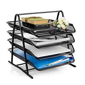 jj brothers tier metal mesh desktop file organizer a4 document letter trayfor office table studdy table black 4tire free standing