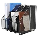 JJ BROTHERS Tier Metal Mesh Desktop File Organizer, A4 Document Letter Tray,For office table studdy table Black (FILE RACK 4 SECTION)