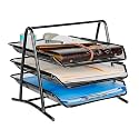 JJ BROTHERS Tier Metal Mesh Desktop File Organizer, A4 Document Letter Tray,For office table studdy table Black (3 tire)