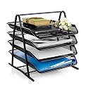JJ BROTHERS Tier Metal Mesh Desktop File Organizer, A4 Document Letter Tray,For office table studdy table Black (4TIRE), Free Standing