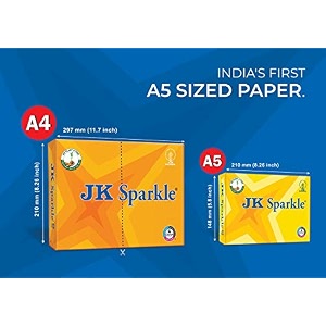 jk paper sparkle a5 copier 70 gsm- box 10 reams 5000 sheet half of a4 size