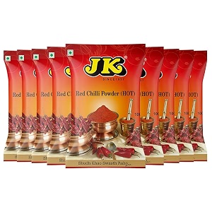 jk red chilli powder finely grounded amp richly colored  no added flavours or colours  100 organic laal mirch powder 100g pack of 9