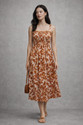 JKMisti Women Fit and Flare Brown MidiCalf