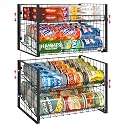 JKsmart 2-Tier Stackable Can Rack Organizer for Pantry, Adjustable Can Dispenser & Large Capacity Storage Holder for Various Ounces of Canned Food Soda Drinks, Black, 2 Pack