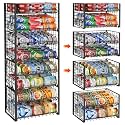 JKsmart 2-Tier Stackable Rack Organizer for Pantry, Adjustable Dispenser &amp; Large Capacity Can Storage Holder for Various Ounces of Canned Drinks, Black, 4 Pack