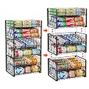 JKsmart 2-Tier Stackable Rack Organizer for Pantry, Adjustable Dispenser Holds Up to 88 Cans, Storage Holder for Various Ounces of Canned Drinks, Black, 3 Pack