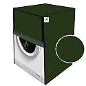 Polycarbonate Water & Dustproof Washing Machine Cover for Whirlpool 9 Kg Fully Automatic Front Loading, Solid Pattern (Military)