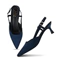 JM LOOKS Elegant Pointed Toe Slingback Kitten