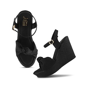 JM LOOKS Elegant Ruched Knot Wedge Sandals