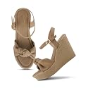 JM LOOKS Elegant Ruched Knot Wedge Sandals