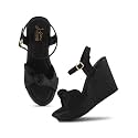 JM LOOKS Elegant Ruched Knot Wedge Sandals