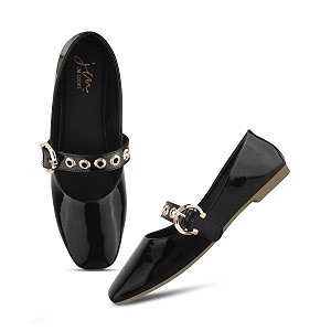 JM LOOKS Modern Patent Mary Jane Flats