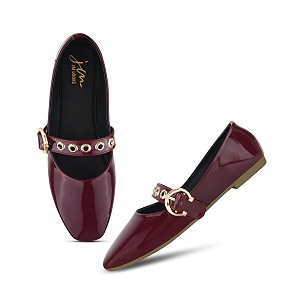 JM LOOKS Modern Patent Mary Jane Flats