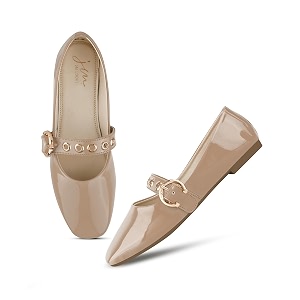 JM LOOKS Modern Patent Mary Jane Flats