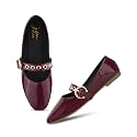 JM LOOKS Modern Patent Mary Jane Flats