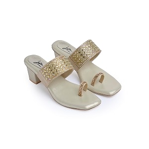 JM LOOKS Womens Embellished Ethnic Heels Sandal