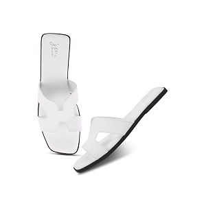JM LOOKS Womens Open-Toe Slip-On Flat Sandals