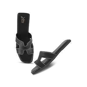 JM LOOKS Womens Open-Toe Slip-On Flat Sandals