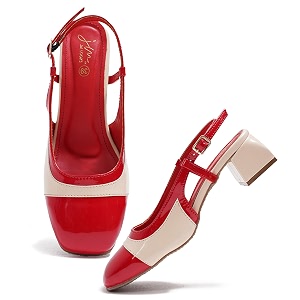 JM LOOKS Womens Square Toe Block Heel