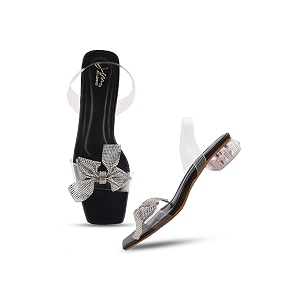JM LOOKS Womens Transparent Open-Toe Block Heels