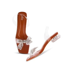 JM LOOKS Womens Transparent Open-Toe Block Heels