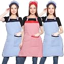 JMi Polyester Mini Check Fabric Apron With Chef Cap For Women Waterproof for Home, Kitchen, Restaurant Pack of 2