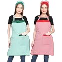 JMi Polyester Mini Check Fabric Apron With Chef Cap For Women Waterproof for Home, Kitchen, Restaurant Pack of 2