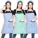 JMi Polyester Mini Check Fabric Apron With Chef Cap For Women Waterproof for Home, Kitchen, Restaurant Pack of 2